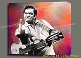 JOHNNY CASH ORIGINAL Mixed Media OIL, Giclee, & Acrylic PAINTING ON CANVAS FRAMED W GALLERY WRAP STYLE 18X16X1.5