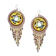 Soul Shield African Beaded Circular Dangle Earrings with Metal Shimmers