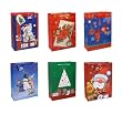 12-Pack Assorted Christmas Glitter Premium Gift Bags - Collection 1 - Large