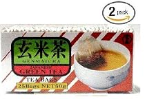Ujinotsuyu Japanese Brown Rice Sencha Green Tea 2x 25 Tea Bags - 2x 1.76 Oz Value Pack - Genmaicha, Genmai Cha