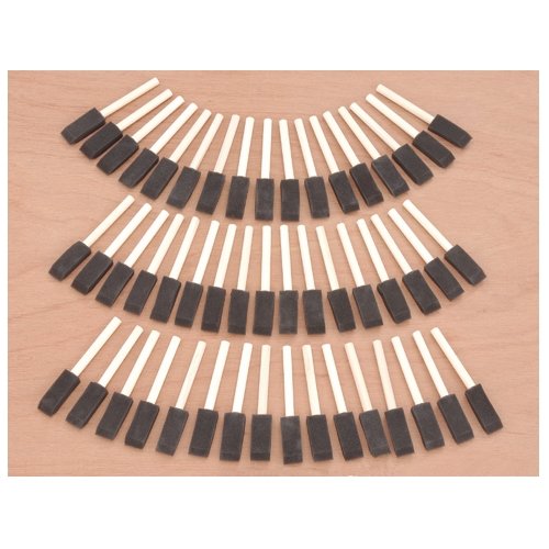 Woodstock D3247 Foam Brush Set with Wood Handles, 50-Piece