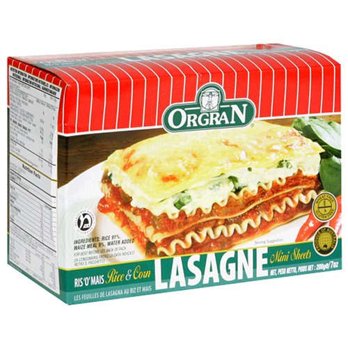 OrgraN Rice & Corn Lasagna, Mini Sheets, 7-Ounce Boxes (Pack of 5)
