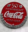 Coca Cola  50 YEAR Anniversary Enamel Pewter Lapel  Pin