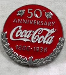 Coca Cola  50 YEAR Anniversary Enamel Pewter Lapel  Pin
