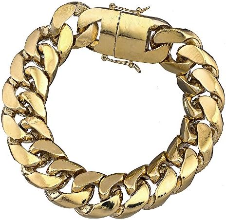 21 MM 9" Miami Cuban Curb Link 14k Gold Finish Men's Thick Bracelet