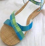 Girl Size 13, Blue Plaid, Wedge Heal Summer Sandles, Very Stylish