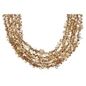 14k Yellow Gold Smooth and Faceted Citrine Tear Drop Necklace, 17-20 by Amazon.com Collection