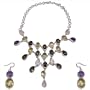 Valentines Gift for Her Silver Multi Gem Necklace Earrings (gnklcs374)