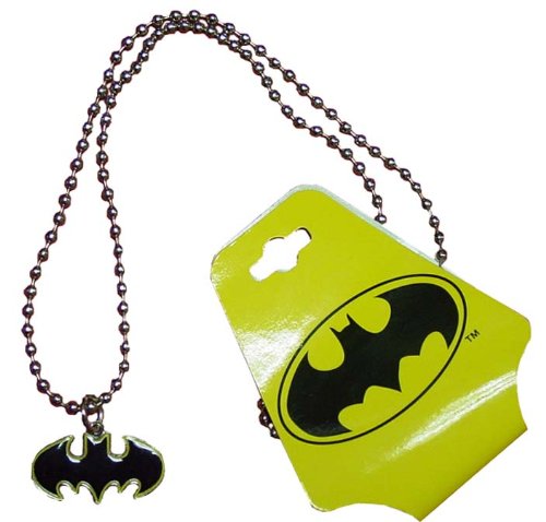  : BATMAN Silver Die-Cut Metal Logo Necklace with Yellow Border (BMNK06)