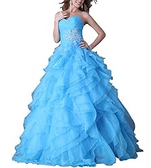 Strapless Lace Organza Evening Dress/Prom Dress/Party Dress/Wedding Dress 