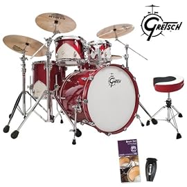 Gretsch Renown 57 Motor City Red (RN57-E825-MCR) 5-Piece Shell Pack With Drum Set Survival Guide & LP201BK-P LP Rumba Shaker