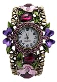 TimerMall OEM - Montre Femme - Quartz - Acier inoxydable - Fleur pourpre du vin du Rhin analogiqubracelet en??Sport Watches