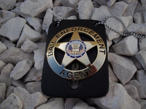 Vintage Bail Enforcement Fugitive Badge Emblem Gold Color - Badge Only