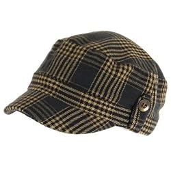 New soft plaid stripe cadet military cabbie cap hat Charcoal
