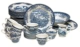 Churchill China Brook Blue 45-Piece Dinnerware Set, Service for 8
