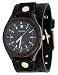 Nemesis #B021KK Men's Premium Wide Leather Strap Black IP Sports Biker Watch