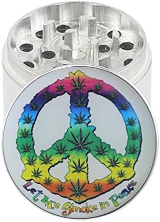 LET ME SMOKE IN PEACE - 2.0" 4 Layer Aluminum Herb Spice Grinder (with Pollen Screen) - Top Covered with Clear Doming
