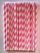 Paper Straws Pack of 50 in Sealed Bag - Pink Stripe Drinking Straws
