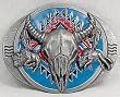 Buffalo Skull Head Red/Blue Enamel Buckle