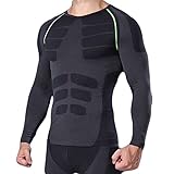 メディカルサポート 男性用機能性肌着 着圧スポーツインナー 加圧Tシャツ 姿勢矯正 猫背解消 基礎代謝を上げて脂肪燃焼 長袖 ブラック/グリーン M