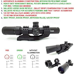 Monstrum 2 in 1 Scope Combo: Special Ops Edition 1.5-4x24 Tactical Scope + 30mm Cantilever Dual Ring Mount
