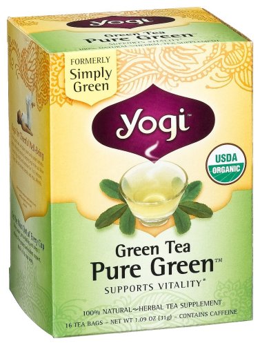 Yogi Green Tea Pure Green, Herbal Tea Supplement, 16-Count Tea Bags 