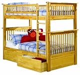 Colorado Twin over Twin Bunk Bed Natural Maple with Flat Panel Bed Drawers