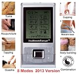 FDA cleared HealthmateForever massager 8 modes physiotherapy device + extra Bonus: 4 pcs large hand shaped pads, powered by rechargeable lithium battery, LCD display, auto shut off timer, *updated battery level indicator*, apply 4 pads to targeted areas such as both knees, shoulders, arms, shoulders, heels, hands... Portable Full Body hands-free therapeutic massage, foot ankle massager. Multi jobs: Pain Relief, Detox by Guasha, Body Building, Application at the abs, biceps, triceps, thighs, Sport Training, Workout, Sport Injury, Post Surgery Recovery or Rehab (Quality guarantee Lifetime Warranty)