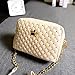 Women Messenger Bags Rivet Chain Shoulder Bag Leather Crossbody (Beige)