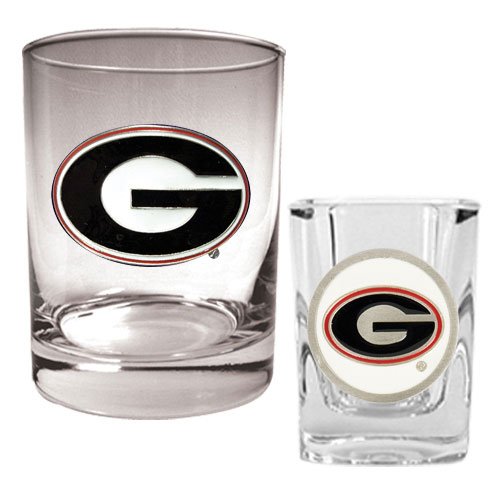 Georgia Bulldogs NCAA Rocks Glass And Shot Glass Set