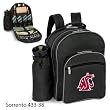 Washington State Cougars NCAA "Sorrento" Insulated Picnic Backpack (Black/Grey) (Digital Print Logo)
