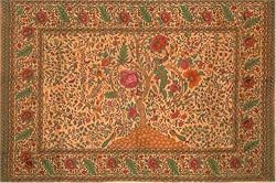 Tan Tree of Life Indian Bedspread, Twin Size