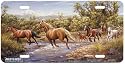 Wild Horses at the Crossing - Wildlife Art Print - License Plate Tag By Hautman Brothers From Airstrike