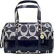 AUTHENTIC COACH SIGNATURE STRIPE PATENT ZIP SATCHEL BAG 12551