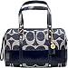 AUTHENTIC COACH SIGNATURE STRIPE PATENT ZIP SATCHEL BAG 12551