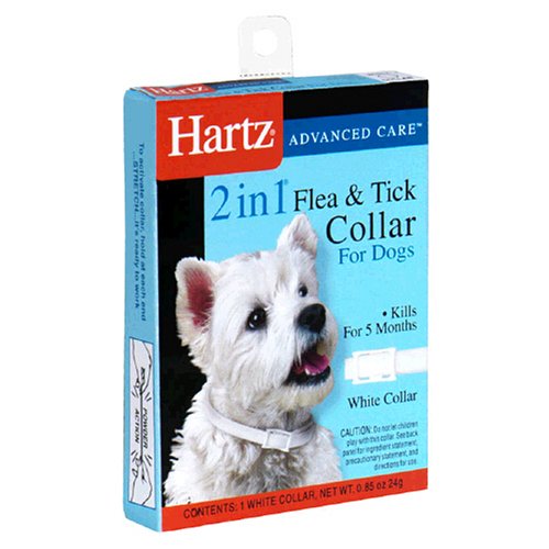 Hartz Advanced Care 2 in 1 Flea & Tick Collar for Dogs with Necks to 20-Inches, White , 1 collar [0.85 oz (24 g)]