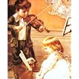 Old Victorian Boy With Fiddle and Girl At Piano 16x20 Art Print