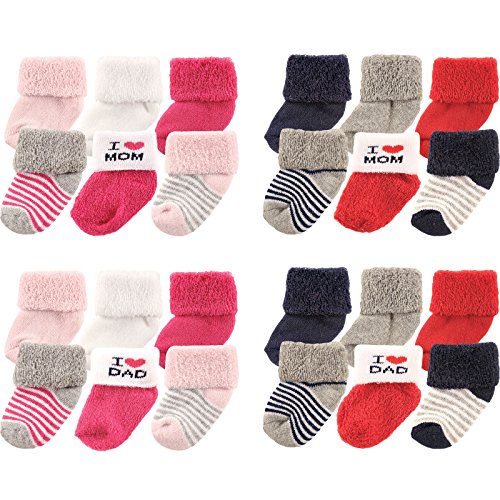 Luvable Friends Newborn Baby Socks 6 Pack