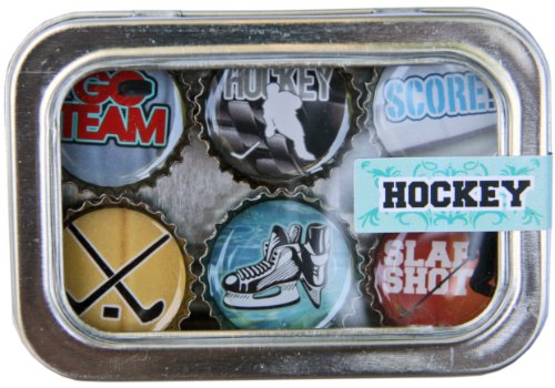 Hockey Bottle Cap 6 pc Magnet Set w/ Case