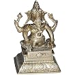 God Ganesha Brass Sculpture Playing Bina