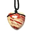 Brecciated Red Jasper Polished Gemstone Heart Pendant on Adjustable Silk Slip Choker