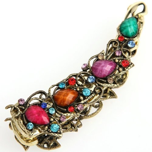Multicolor Rectangle Metal Banana Rhinestone Hair Clip Barrette Clamp 4.22