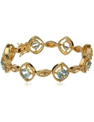 Bronze, Fine Silver, and Yellow Gold-Plated Glass Bracelet, 7.25"