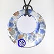 Handmade Millefiori Murano Glass Pendant - Viola Blue/Silver Style3