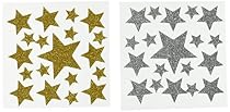 Darice Foamie Glitter Stars Stickers, 2 Sheets, Gold and Silver

