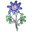 Silver Tone And Violet Flower Pin Brooch