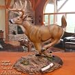 Running Whitetail Deer Buck Sculpture