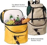 Insulated Waterproof Picnic Backpack - Separate Sections for Food & Gear