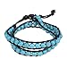URBAN JEWELRY Trendy Women Synthetic-Turquoise Beads Wrap Genuine Leather Bracelet