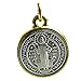 Bling Cartel Medalla De San Benito Saint St Benedict Medallion Antiqued Two Tone Silver & Gold Finish 20mm Medal